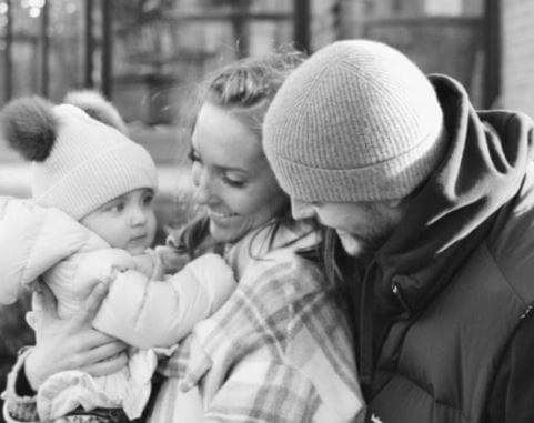 Mathias Jensen with his girlfriend and daughter.